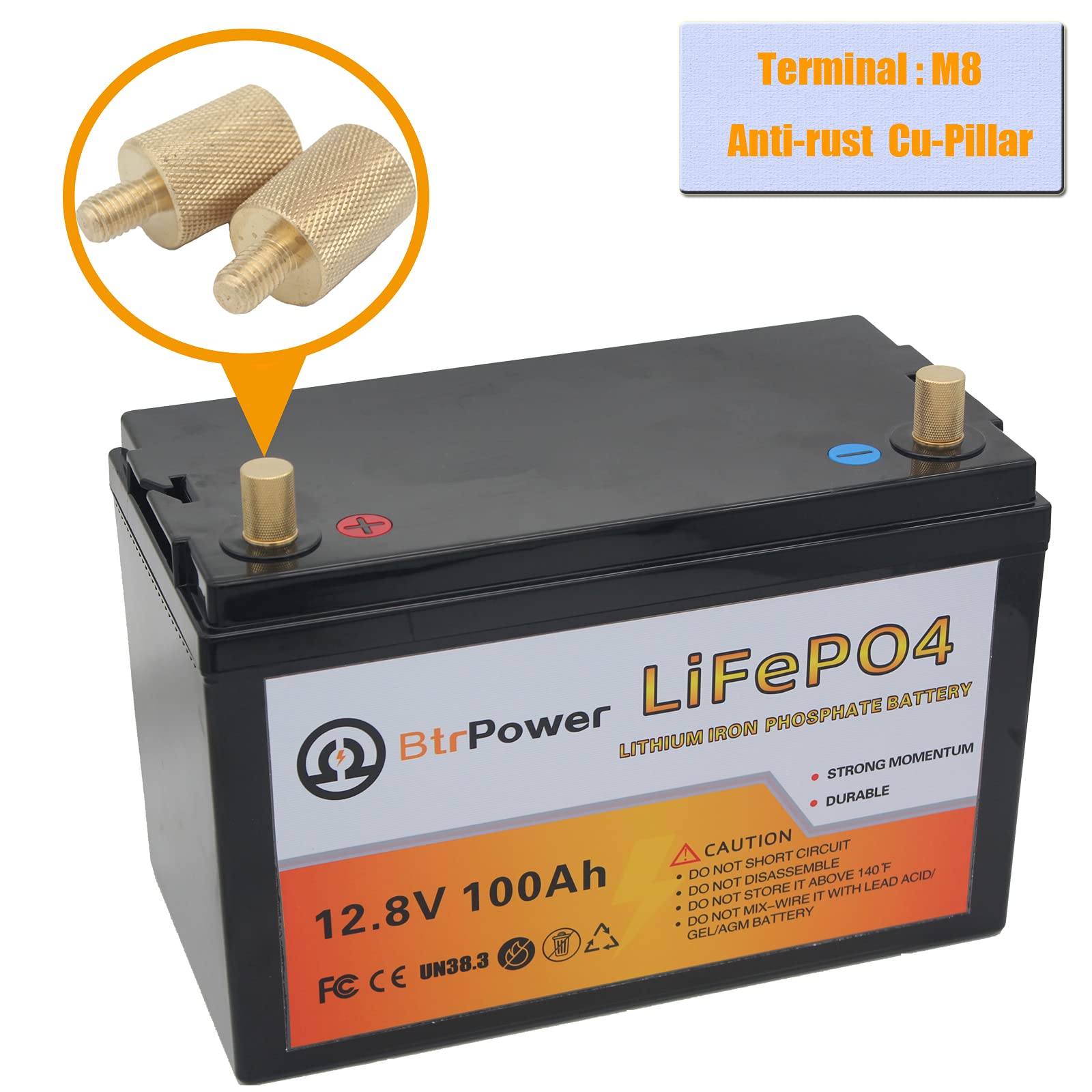 12V Lithium Battery,5000+ Deep Cycle LiFePO4 Battery with Built-in 100A BMS fit for Home Storage,Trolling Motor,RV,Off-Grid System,Solar Power System,Marine (2PACK-12V100AH)
