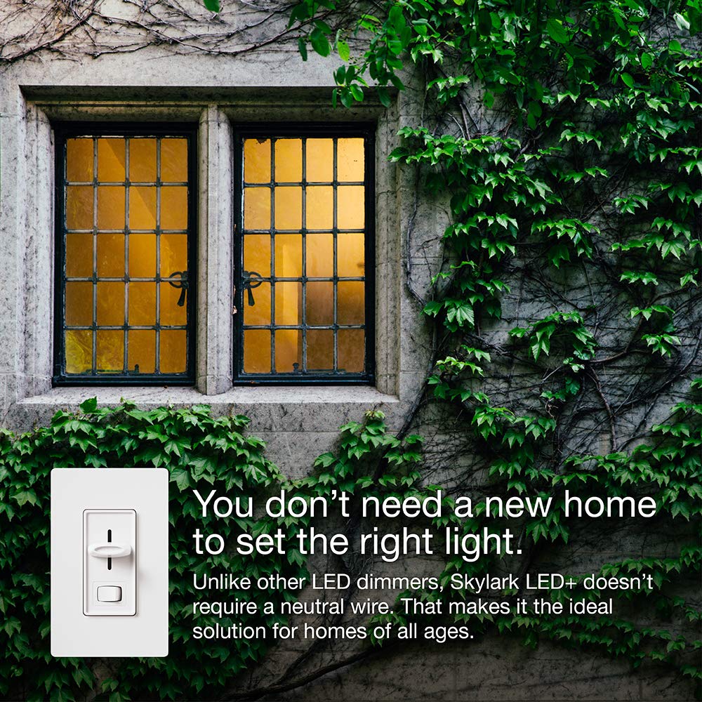 Lutron Skylark LED+ Dimmer Switch for Dimmable LED, Lutron Dimmer Switch For Halogen and Incandescent Bulbs, 150W/Single-Pole or 3-Way, SCL-153P-AL, Almond