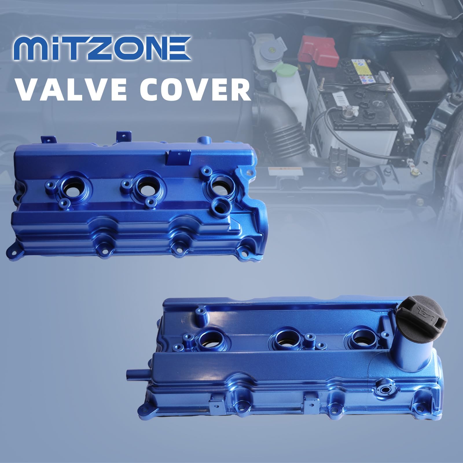 MITZONE Engine Valve Cover Set with Bolts & Oil Cap & Gaskets & Spark Plug Tube Seals & P CV Cover Compatible with 2003-2008 Nissan 350Z Infiniti FX35 G35 M35 VQ35DE 3.5L Part# 13264AM600 13264AM610
