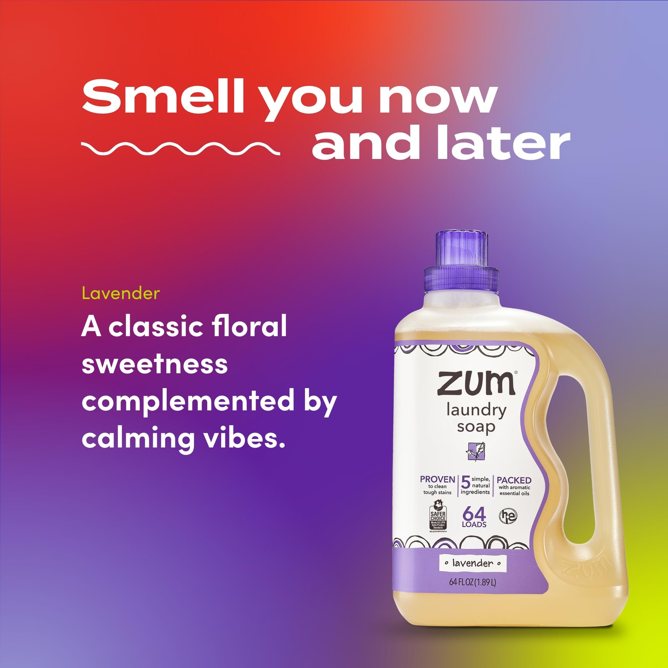 Indigo Wild Zum Clean Laundry Soap - Plant-Based Liquid Laundry Soap - Contains Baking Soda, Essential Oils & Saponified Coconut Oil - Sea Salt Scent - 64 fl oz