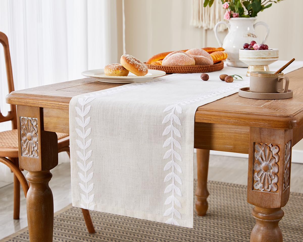 Wracra Embroidered Placemats, 13 x 18 Inch Set of 4 Placemats, Irregular Willow Rustic Place Mats for Kitchen Table and Heat Resistant, Blue 4PCS