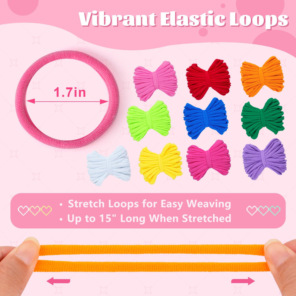 PREBOX 1000 PCS Weaving Loom Loops Refill, 10 Colors for 7 inch Potholder Loom, Craft Supplies for Kids and Beginners, Christmas & Birthday Gifts for Girls 6 7 8-10 10-12 Year Old