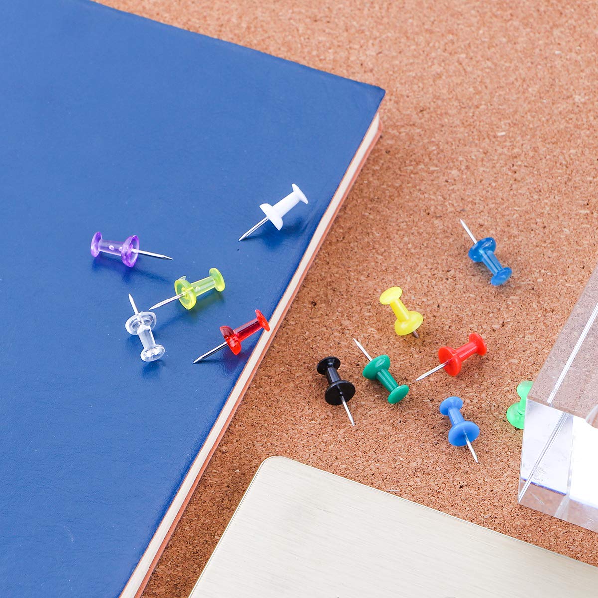 Push Pins 600 Count, Standard Clear Thumb Tacks Steel Point and Clear Plastic Head