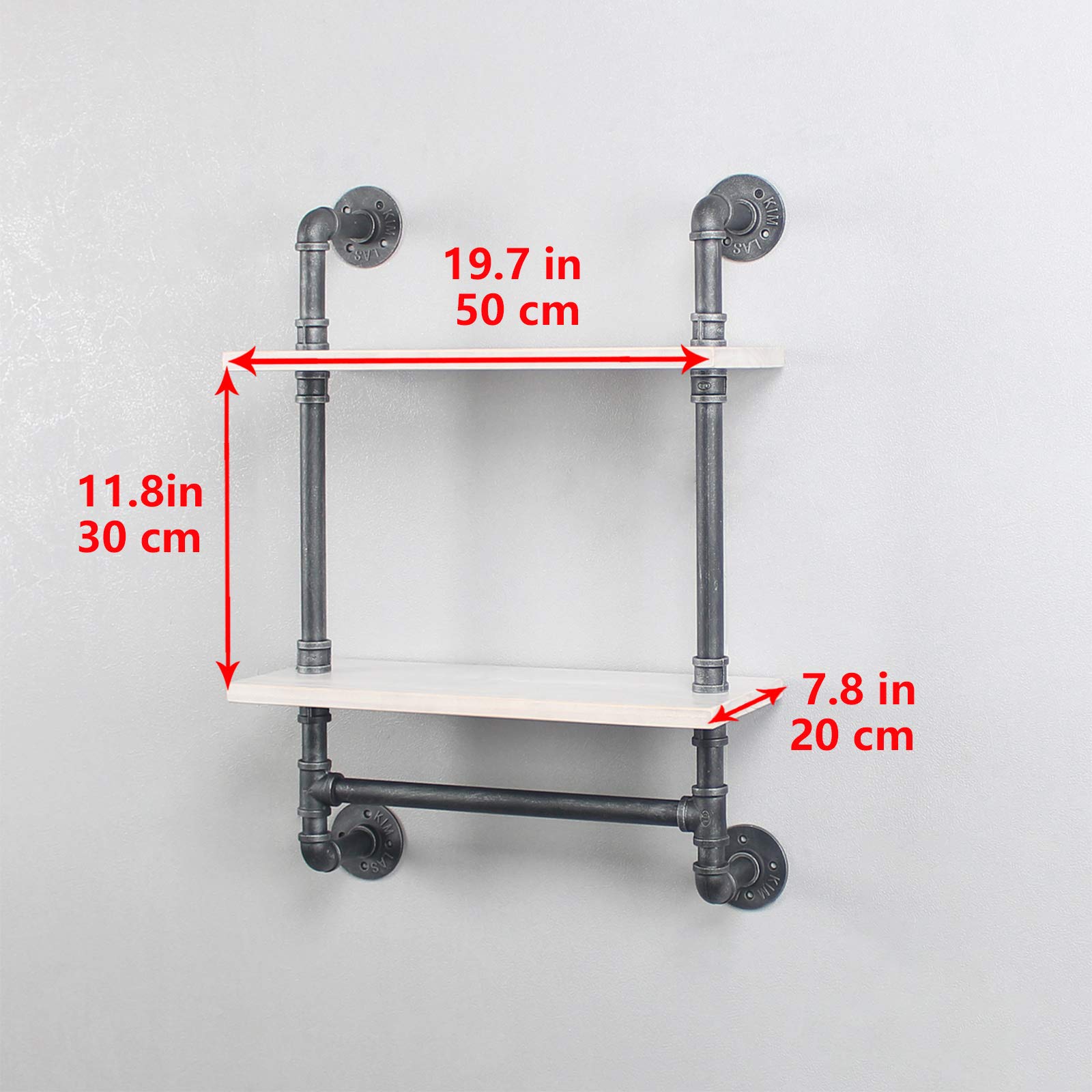 MBQQ Industrial Pipe Shelf Bathroom Shelves Wall Mounted,19.6in Rustic Wood Shelf with Towel Bar,1 Tier Farmhouse Towel Rack,Pipe Shelving Floating Shelves Towel Holder,Black & White