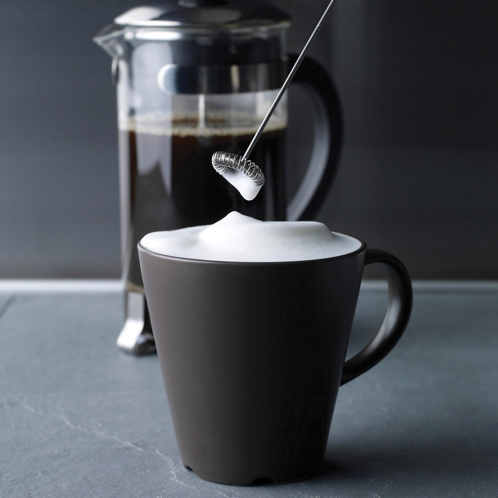 Aerolatte Steam-Free Milk Frother, Polished-Chrome Finish,18/8 Stainless Steel Whisk, BPA-Free Plastic Housing, Batteries Include