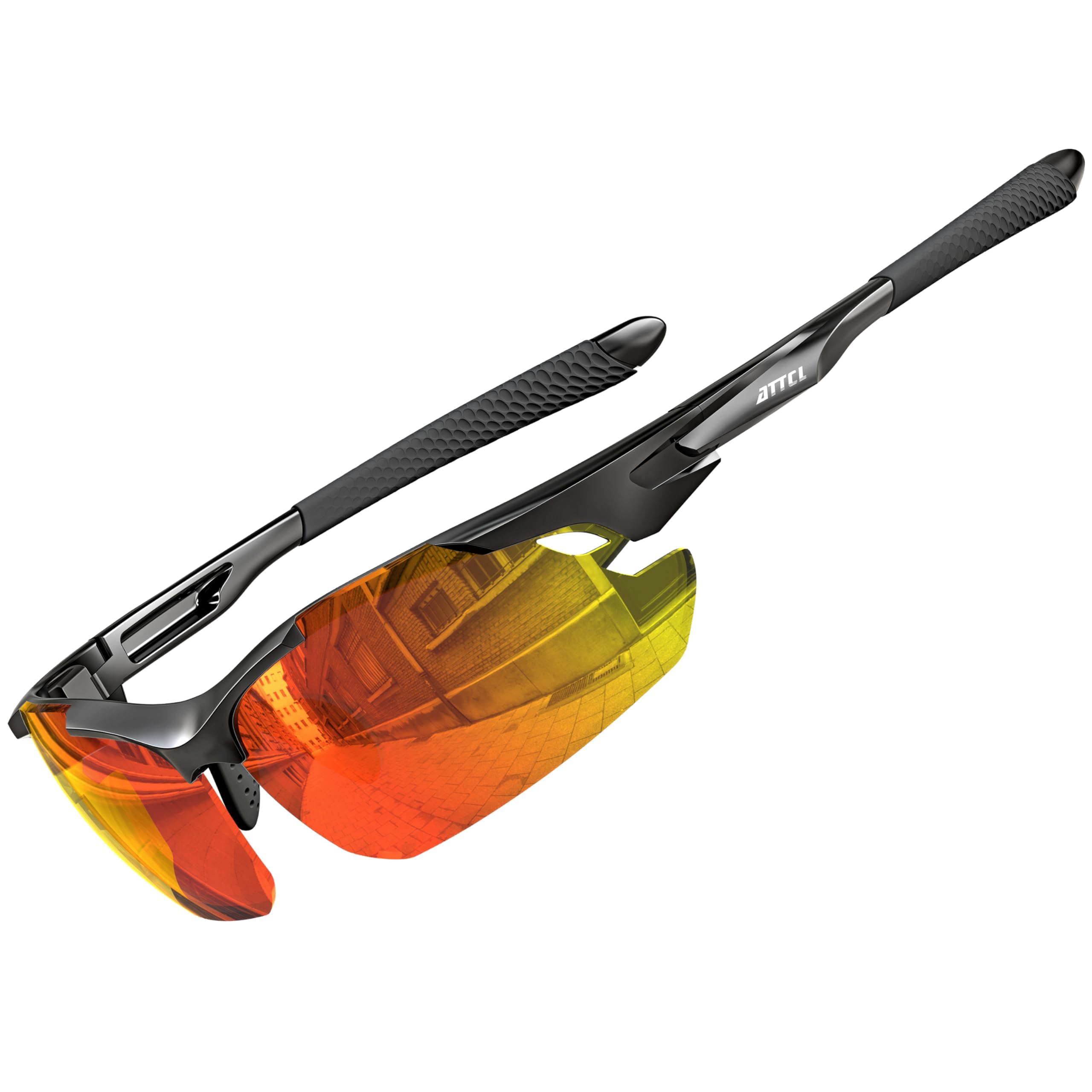 ATTCL 22g Polarized Sunglasses Men Sports: Secure Fit Wrap Around TR90 Frame Ultra-Light UV Protection for Running Fishing