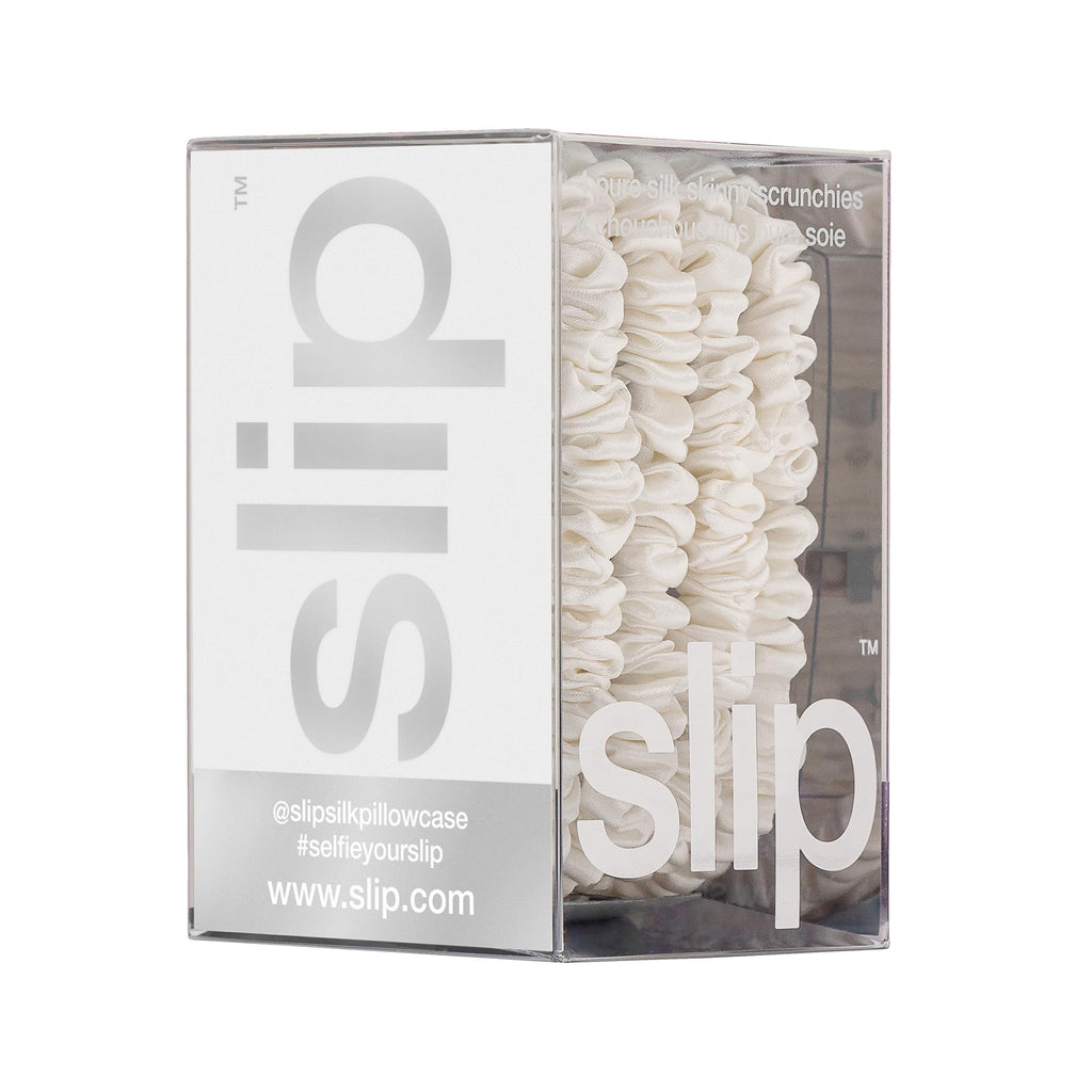 Slip Silk Hair Ties — Skinny Silk Auburn Scrunchies, No Damage, No Crease, Anti-Breakage |100% Mulberry Silk | All Hair Types | Made with Proprietary Slipsilk™ | Set of 4