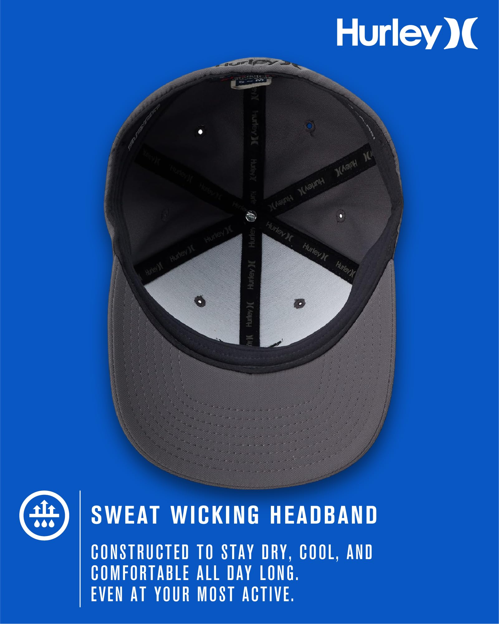 Hurley Men's Caps - One & Only Flexfit Baseball Cap - Fitted Hats for Men (S-XL)