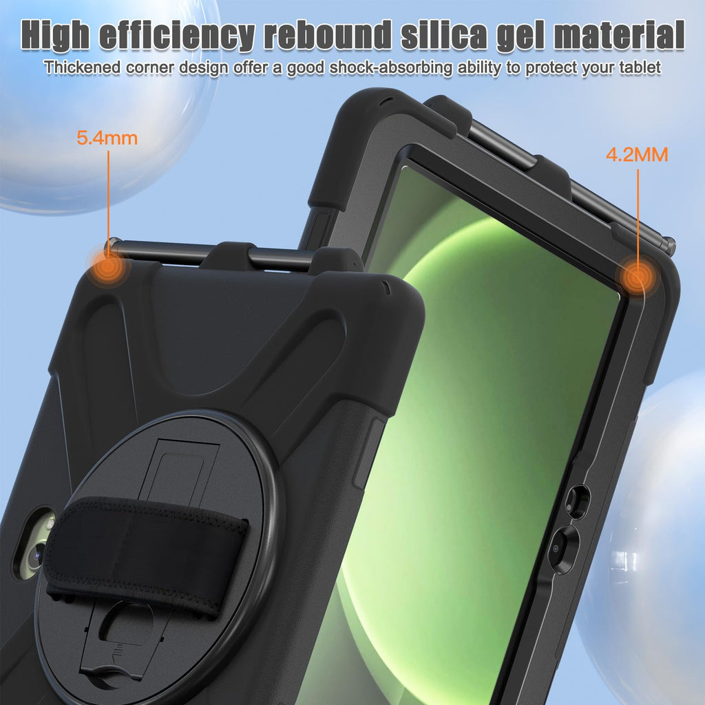 Samsung Galaxy Tab Active5/Active 3 8.0 Case, with 360 Stand, Handle Hand Strap & Shoulder Strap for Galaxy Tab Active5 8" 2024 X300/X307, Active3 8" 2020 T570/T575/T577 (Black)