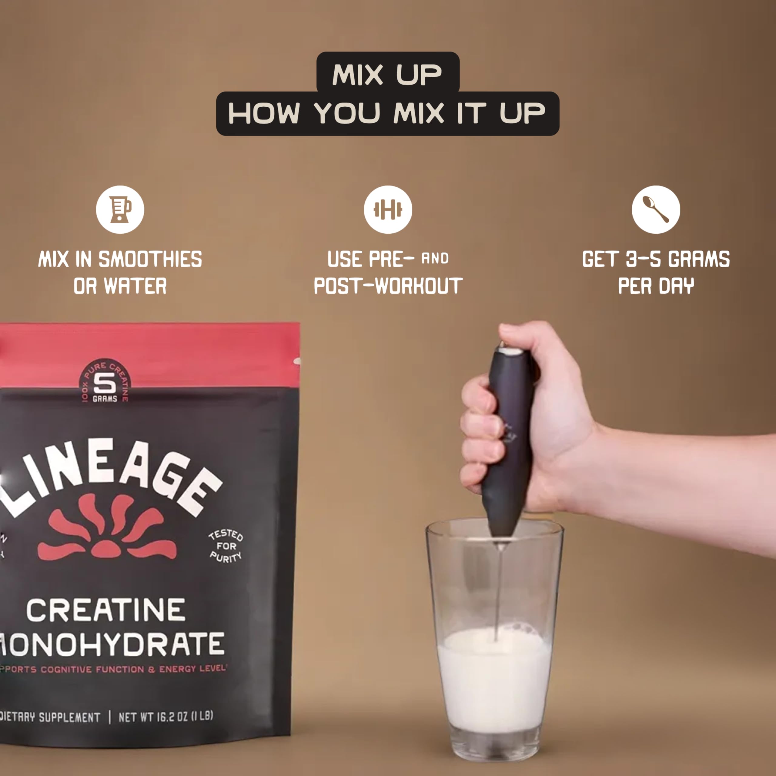 Lineage Provisions Micronized Creatine Monohydrate with Sea Salt - Micronized Creatine Powder for Training & Performance – No Artificial Ingredients – 90 Servings