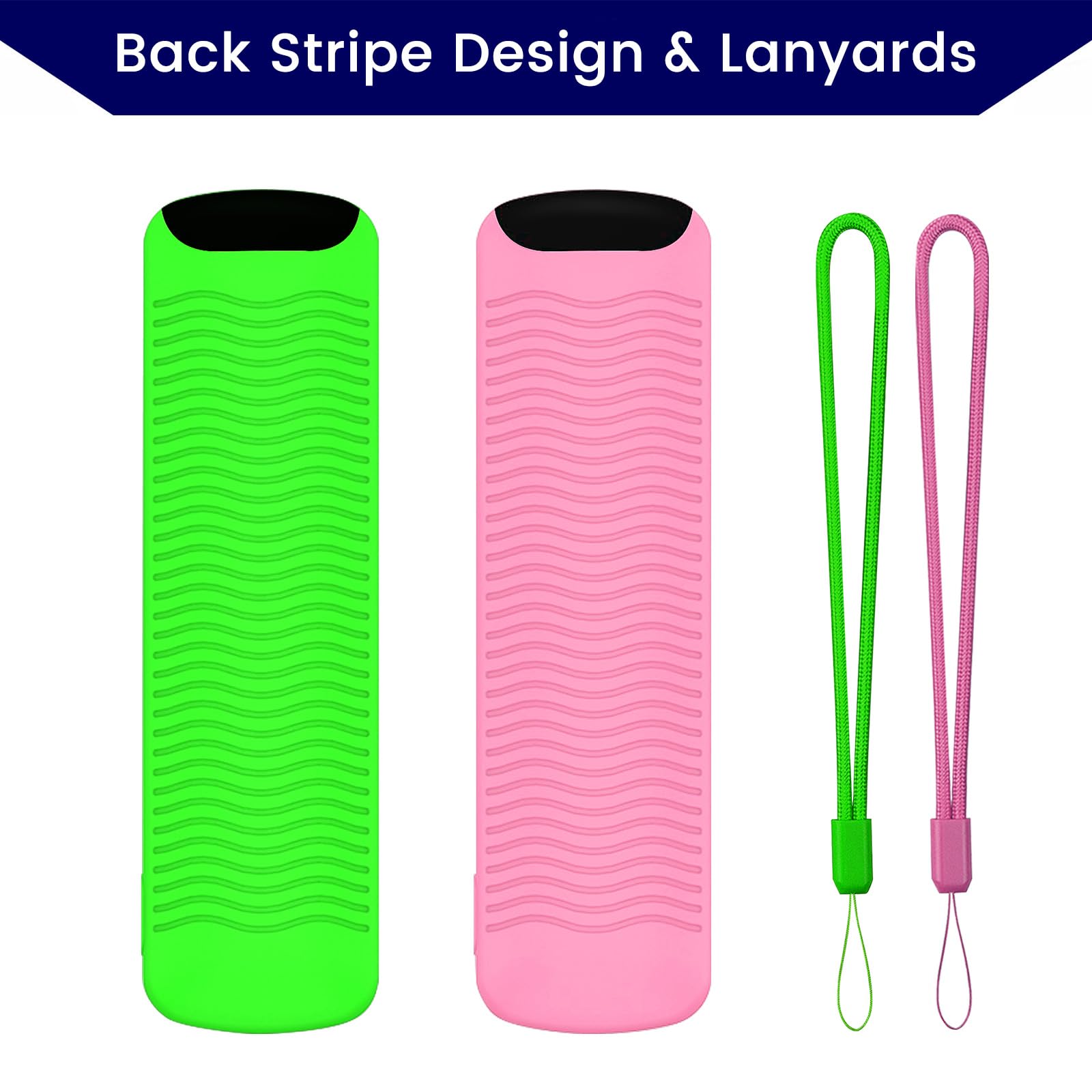 2-Pack Glowing Remote Cover, Silicone Protective Case with Lanyard, Glow Blue and Glow Purple, Compatible with Smart TV Remote Controller