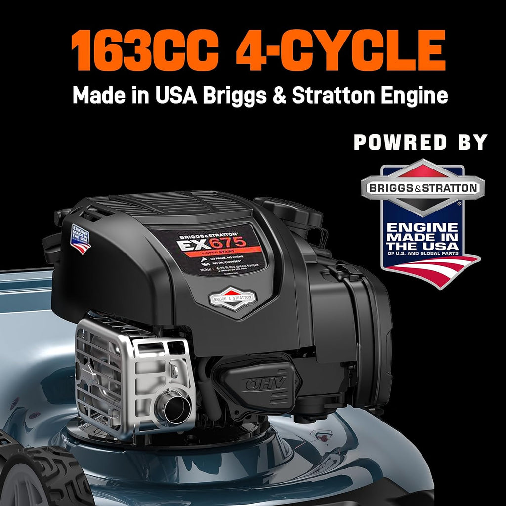 SENIX 22" Gas Lawn Mower, 163cc Self Propelled Gas Powered Lawnmower with B&S 4-Cycle Engine, 3-in-1 Walk-Behind Push Lawn Mowers, 6-Position Height Adjustment, cortadora de pasto, LSSG-H1