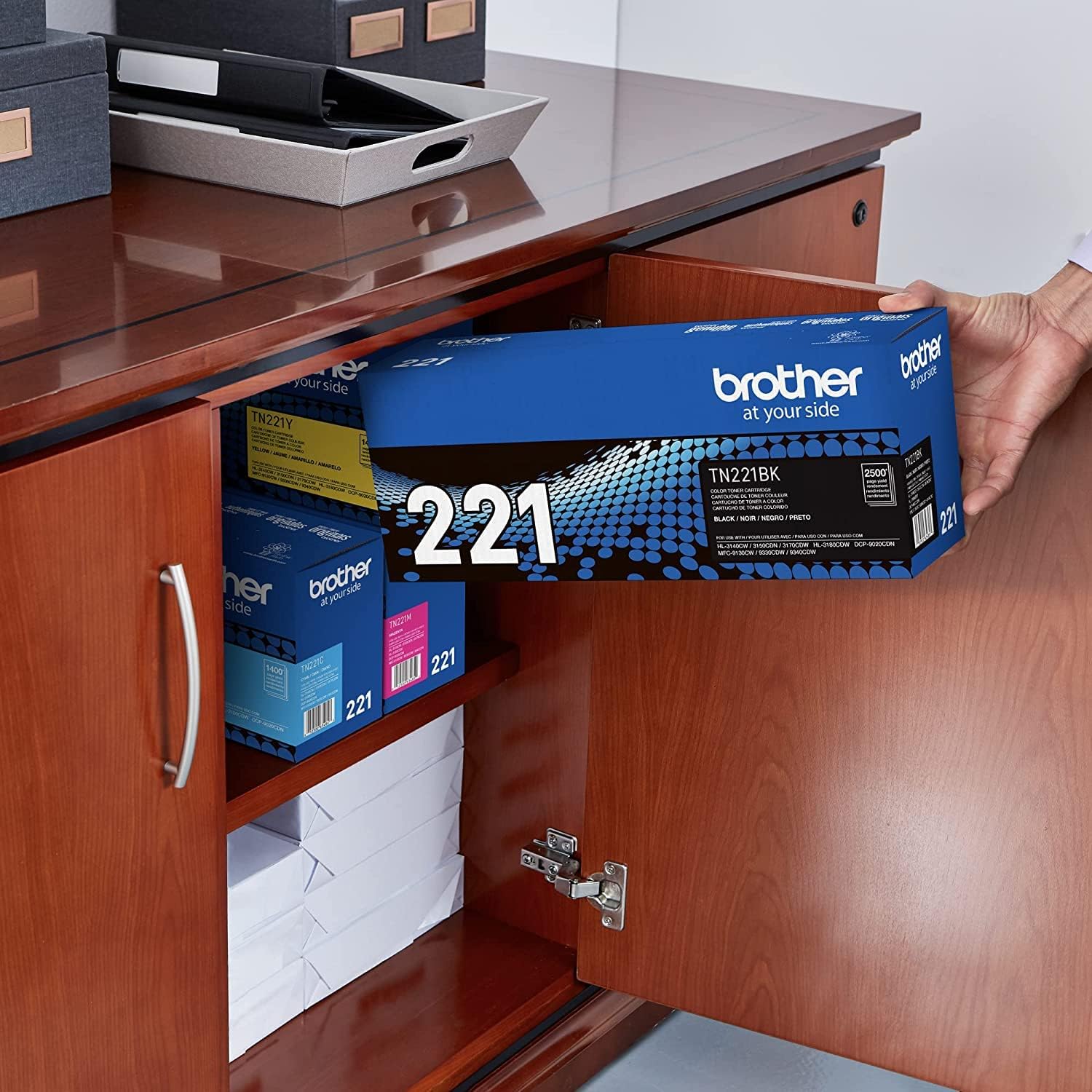 Brother Genuine TN221BK, TN221C, TN221M, TN221Y 4-Color Toner Cartridge Set, Black Cyan Magenta & Yellow, TN221