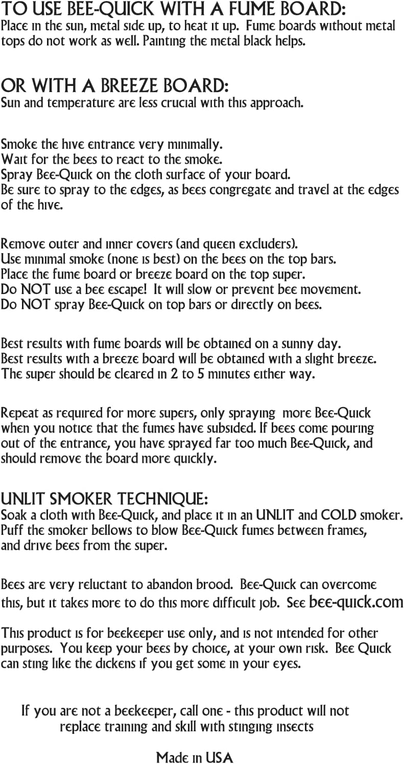 Bee-Quick® Organic-Approved Beekeeper-Only Tool for Honey Harvesting