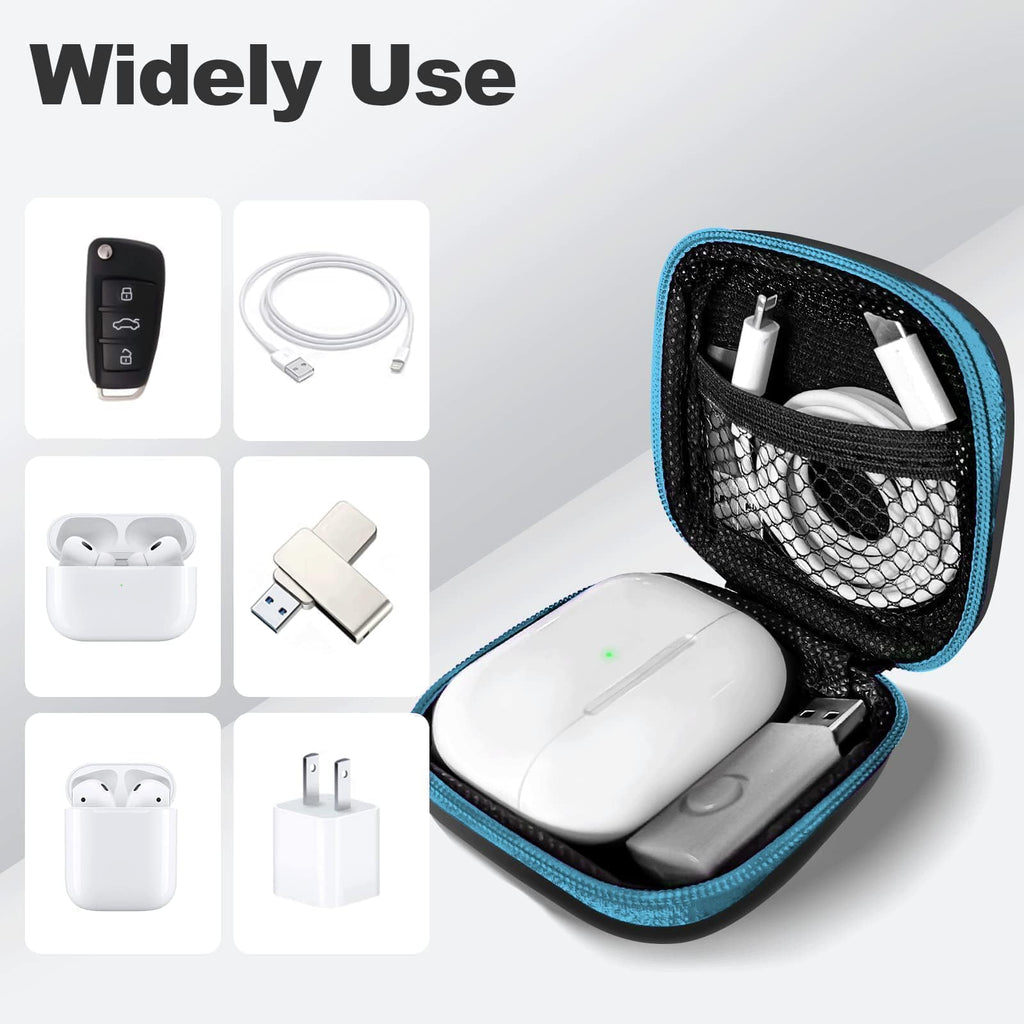 2Pack Oval Earbud Case Portable EVA Carrying Case Storage Bag Cell Phone Accessories Organizer with Carabiner for Earphone, Earbud, Earpieces, SD Memory Card, Camera Chips, Black/Purple