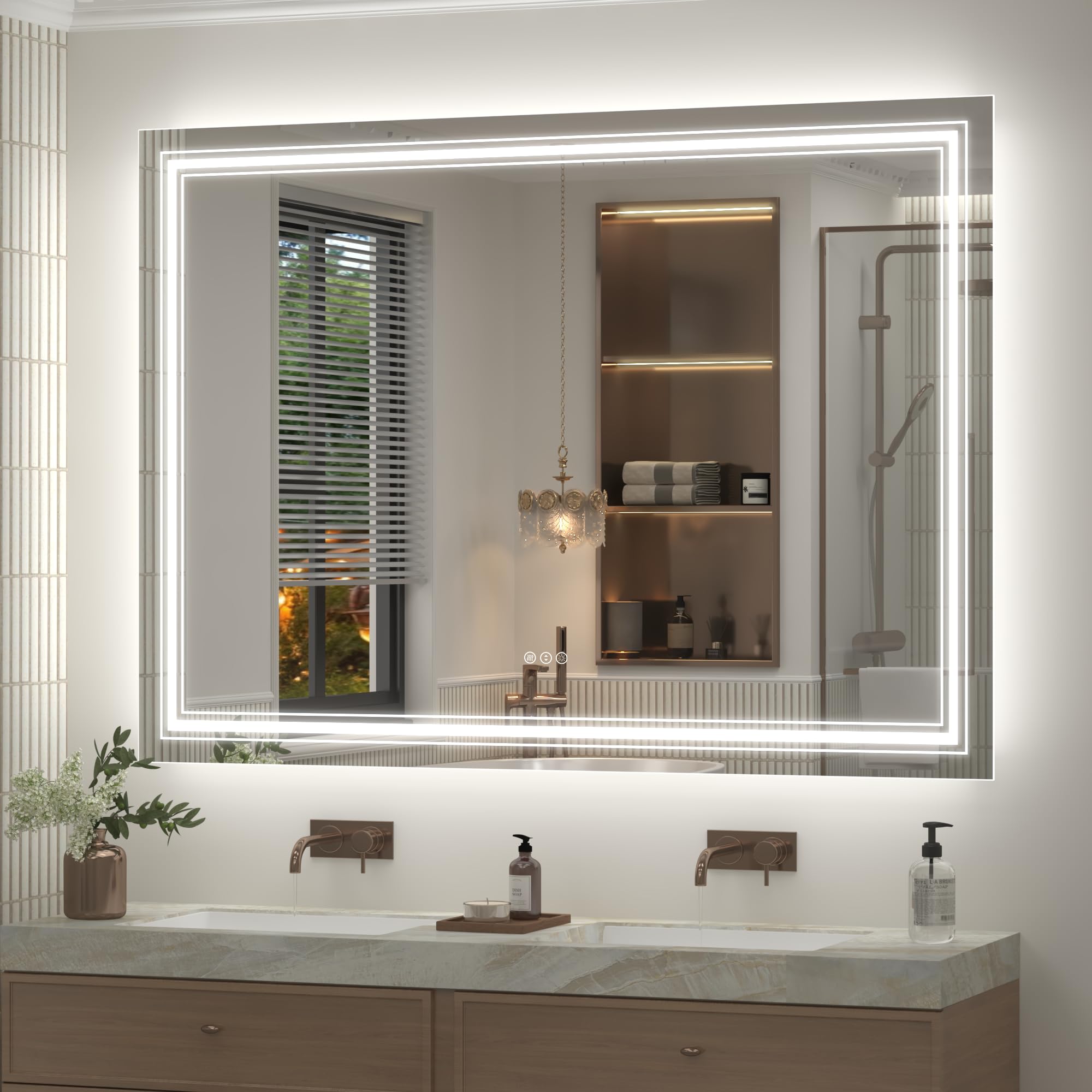 20x28 LED Bathroom Mirror, Vanity Mirror with Lights, Backlit and Front lit Mirror for Wall, Dimmable, Anti-Fog, Shatterpoof, Memory (Horizontal/Vertical)