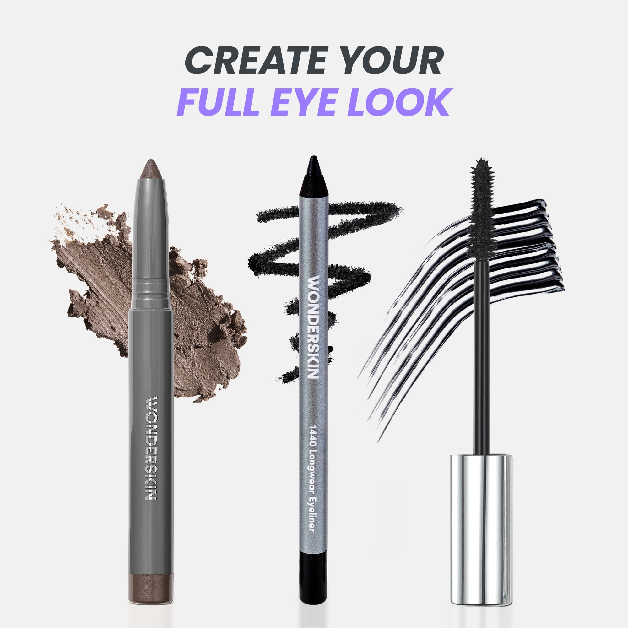 Wonderskin IYKYK Eyeshadow Stick - Longwear Eye Shadow Sticks, Budge-Proof and Waterproof Shimmer Eyeshadow Stick with Built-in Sharpener (Ash)