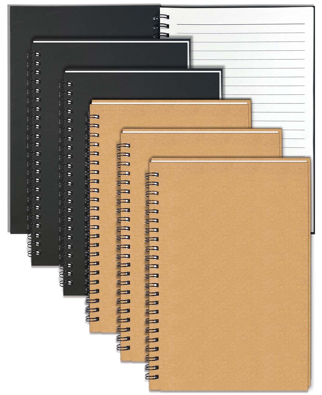 4Pack Small Spiral Notebook A5, 8.25x5.5” 120 Lined Pages Black & Red Wide Ruled Spiral Journal Bulk Blank Kraft Cover Spiral Bound Notebook & Writing Pads for Home Office Meeting Work Note Taking