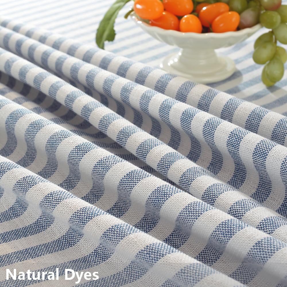 TruDelve Cotton Table Cloth Square Tables Beige Striped Tablecloths Fall Outdoor Tablecloth for Picnic Table Cover (Beige,55"x55",Square)
