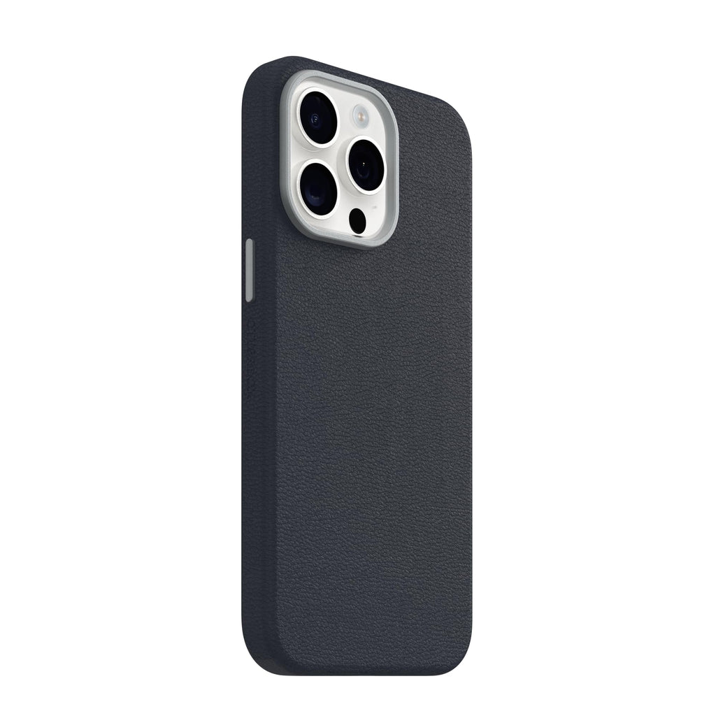 OtterBox iPhone 15 Symmetry Series Cactus Leather for MagSafe - Noir ASH (Black), Slim, Premium, Protective iPhone Case