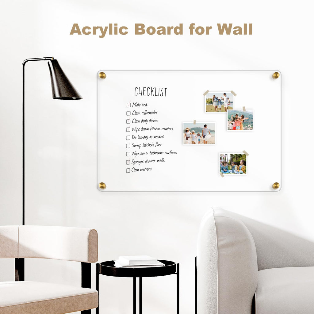 Acrylic Calendar for Wall Whiteboard, 12" x 12" Weekly Clear Dry Erase Board, Small Planning Board White Board for Wall, Home, Office, School