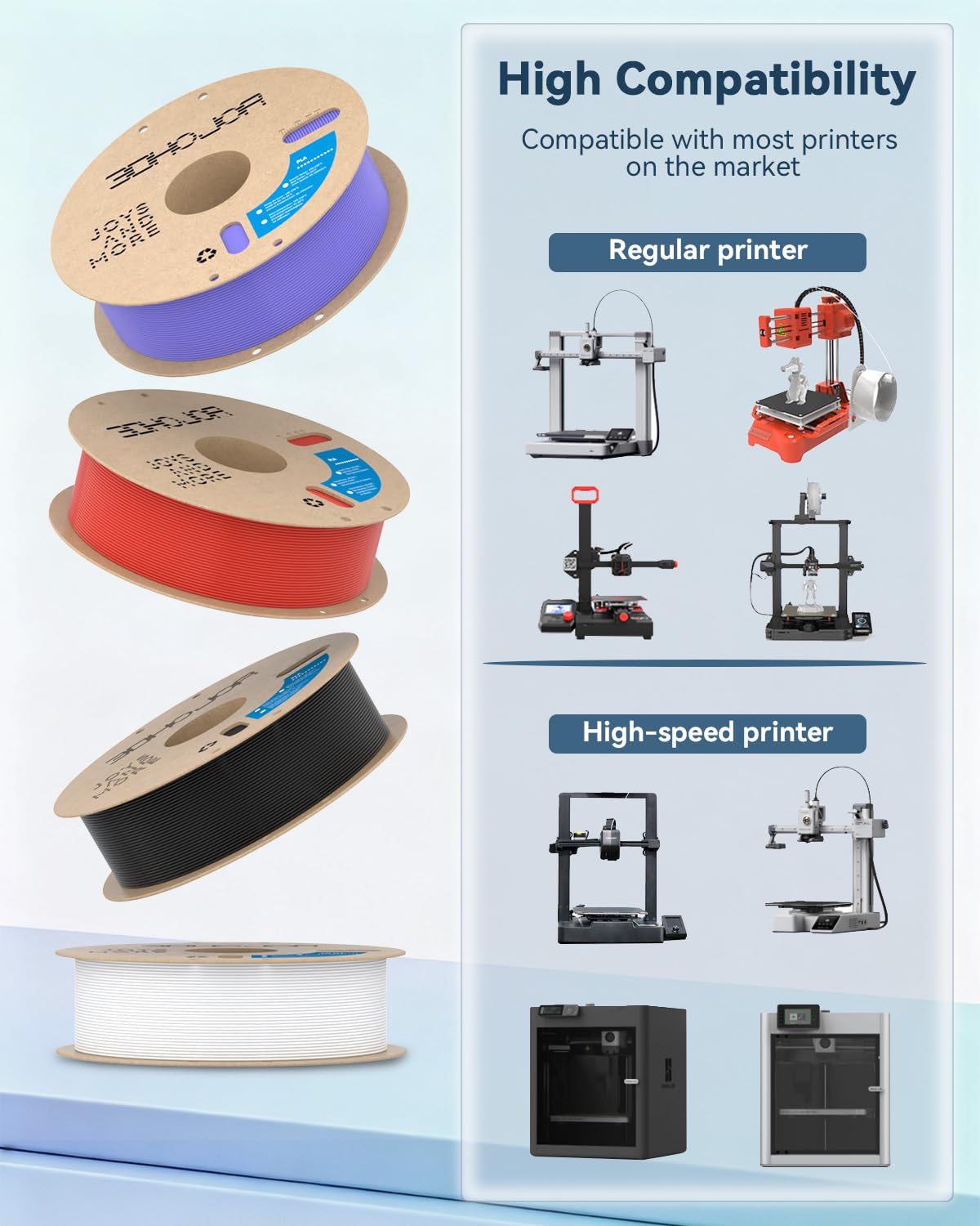 3DHoJor PLA Filament 1.75mm,3D Printing Filament,1kg*2 Cardboard Spool, Fit Most FDM 3D Printer,Dimensional Accuracy +/- 0.03 mm,Vacuum Packaging-2Pack Black