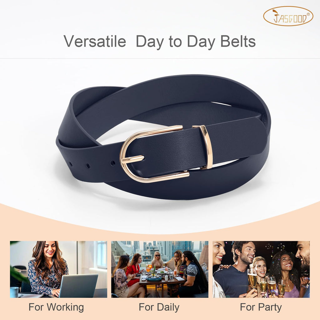 JASGOOD Women’s Leather Belts for Jeans Pants Fashion Ladies Belt with Gold Buckle