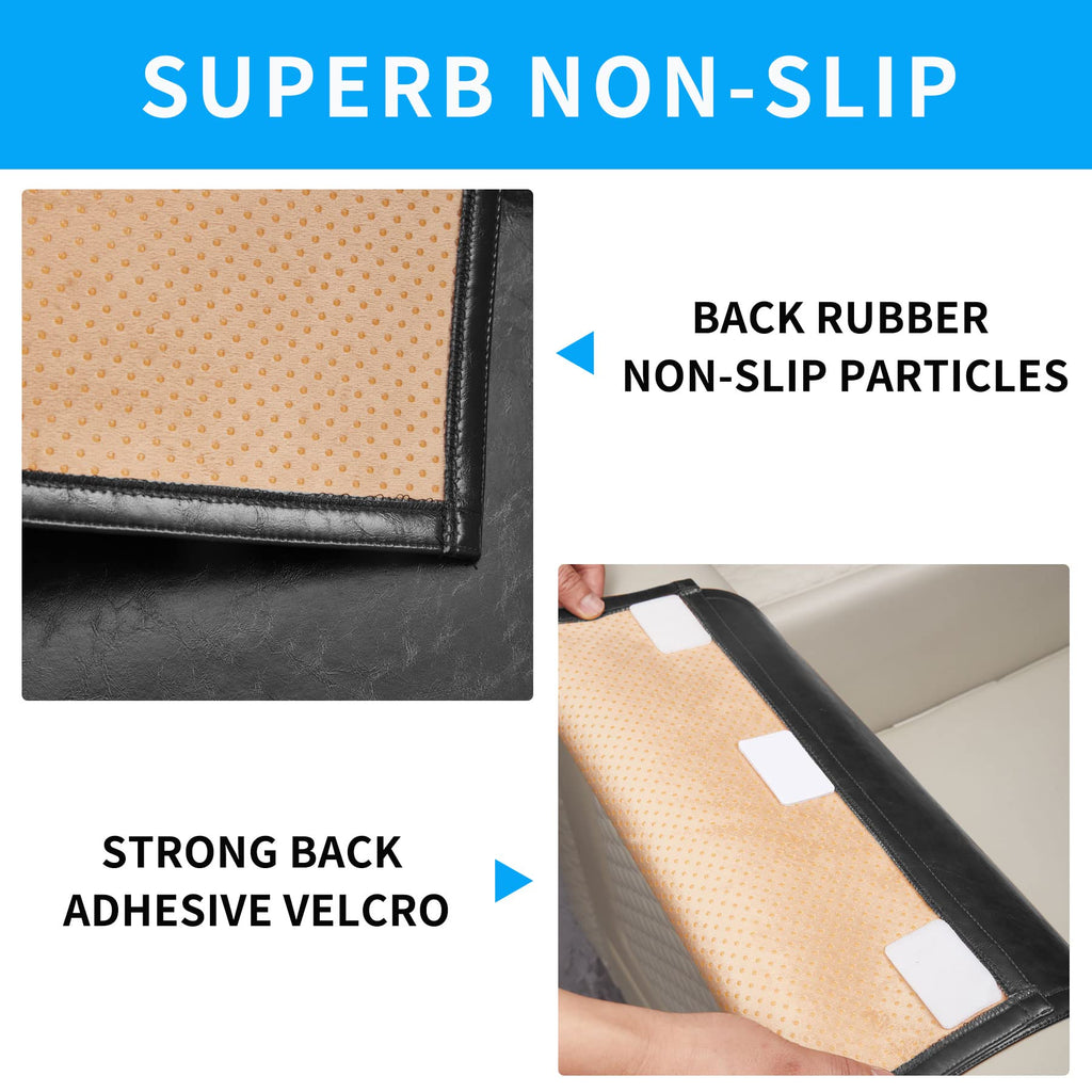 Non Slip Recliner Headrest Protector Washable Faux Leather Headrest Covers for Recliner Chair Waterproof Couch Head Rest Covers for Sofa,Furniture,Office Chair,Theater Seat (Beige)