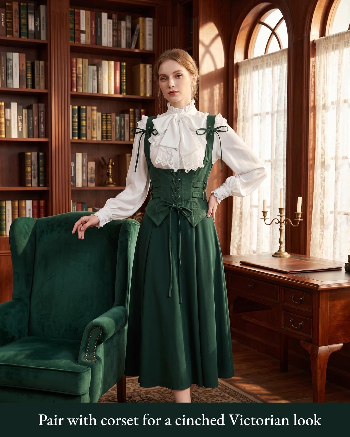 Nuoqi Victorian Blouse Womens Gothic Shirt Vintage Long Sleeve Lotus Ruffle Tops