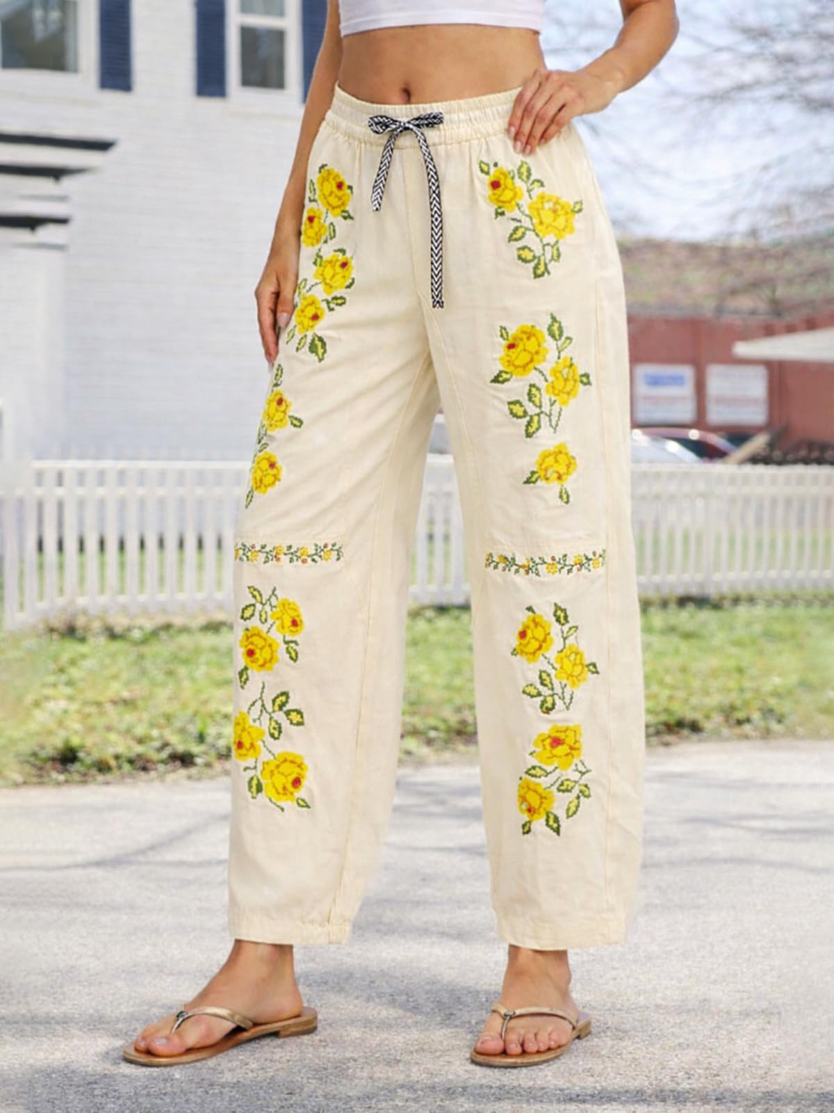 Kedera Mid Rise Barrel Jeans for Women Embroidered Wide Leg Denim Pants Boyfriend Baggy Jeans with Pockets