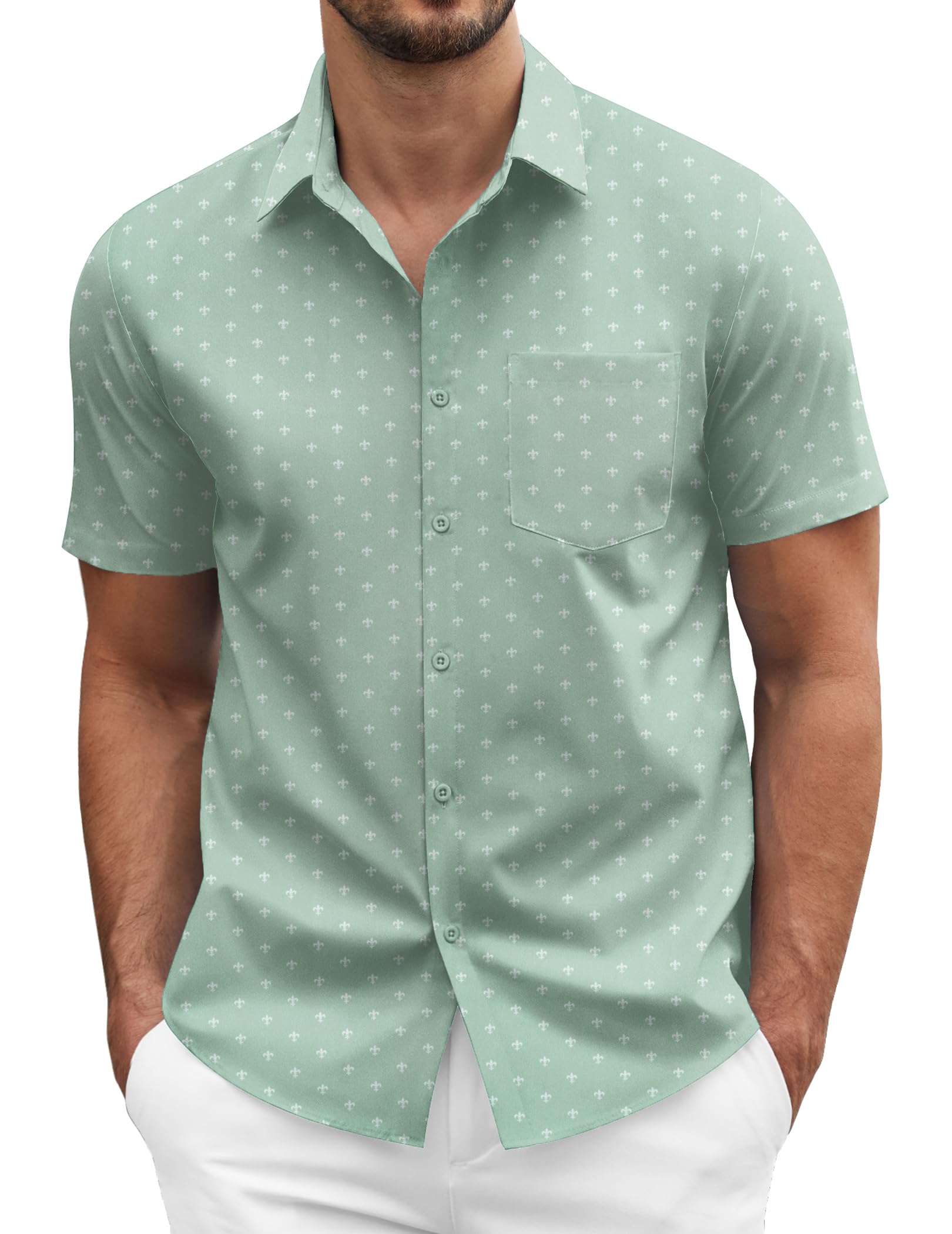 COOFANDY Men's Short Sleeve Casual Button Down Shirt Business Untucked Dress Shirts with Pocket