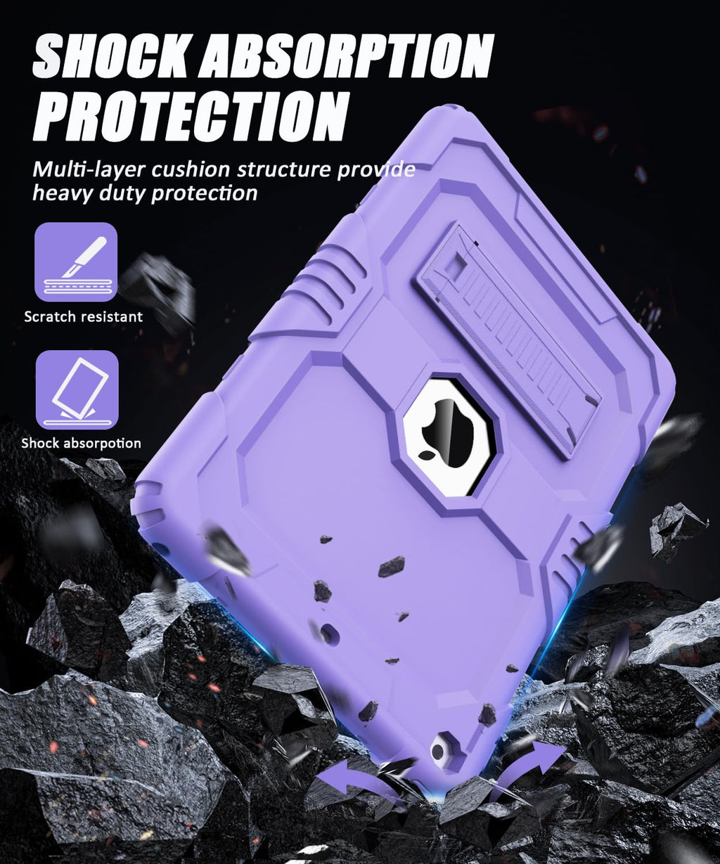 OKP Case for iPad 9th/ 8th/ 7th Generation (2021/2020/2019), Heavy Duty 10.2 inch iPad Shockproof Rugged Protective Cover with Built-in Stand, Hard iPad 9 8 7 Gen Cases for Kids Girls Boys, Black