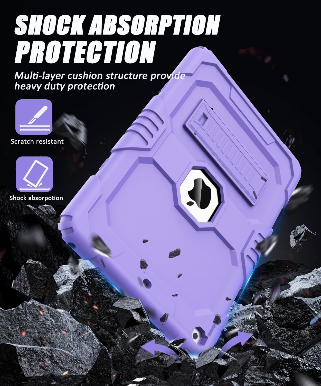 OKP Case for iPad 9th/ 8th/ 7th Generation (2021/2020/2019), Heavy Duty 10.2 inch iPad Shockproof Rugged Protective Cover with Built-in Stand, Hard iPad 9 8 7 Gen Cases for Kids Girls Boys, Black