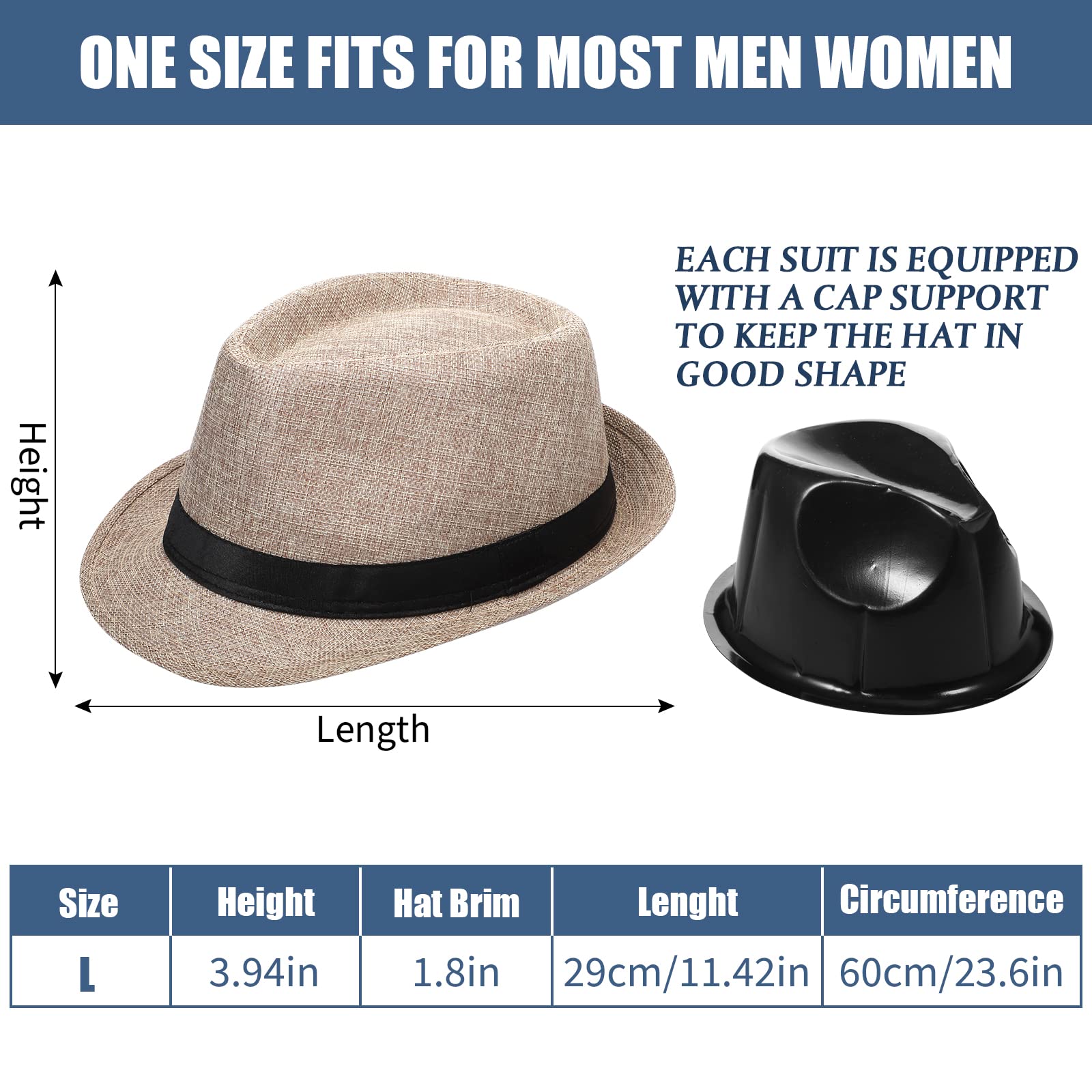 Haysandy 10 Pack 1920s Fedora Hats for Men Short Brim Sun Panama Hats for Men Women Party Costume