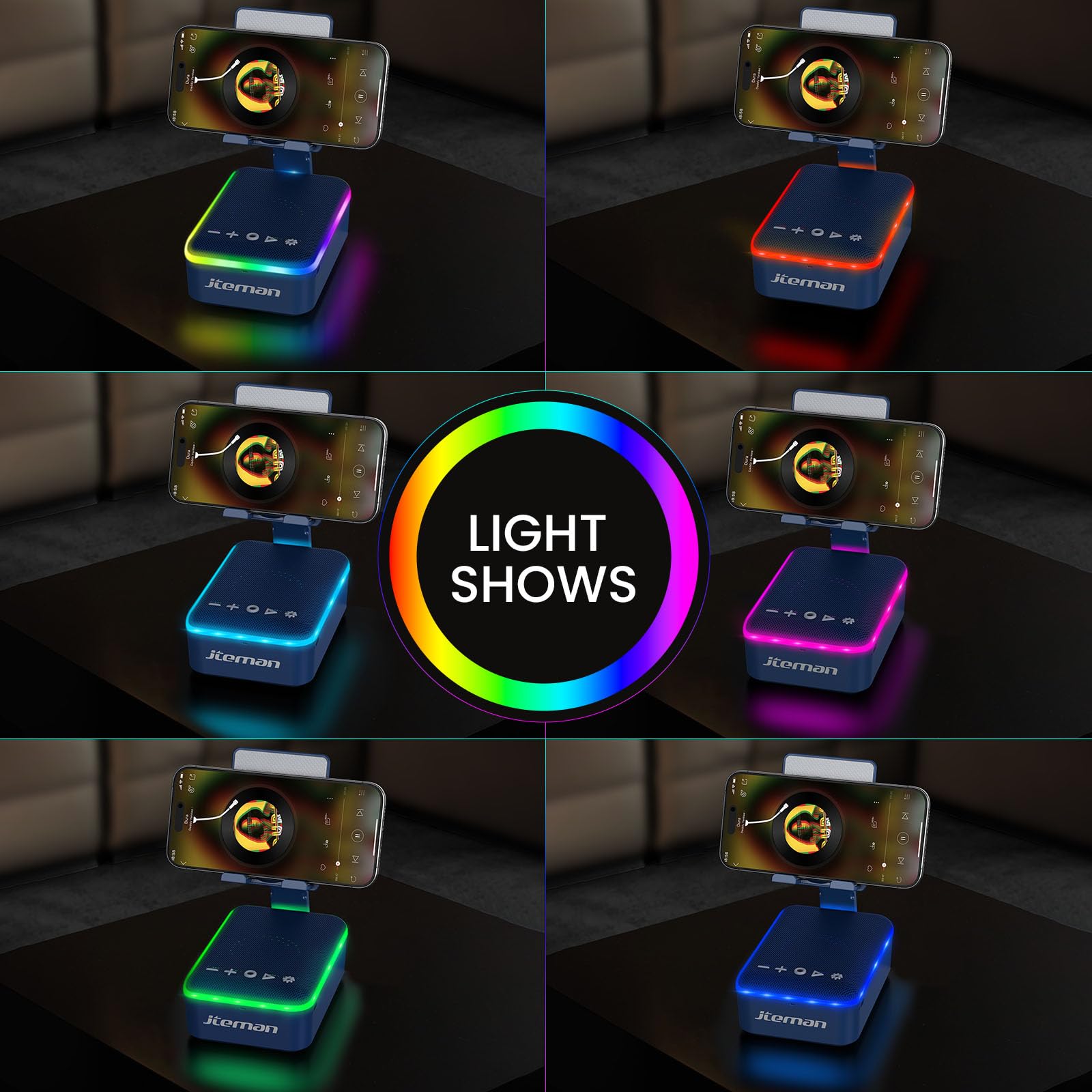 JTEMAN Gifts for Men Women,Cell Phone Stand with Bluetooth Speaker,LED Light,and Lanyard,Cool Tech Gadgets,Unique Birthday Gifts for Men Husband Mom Dad