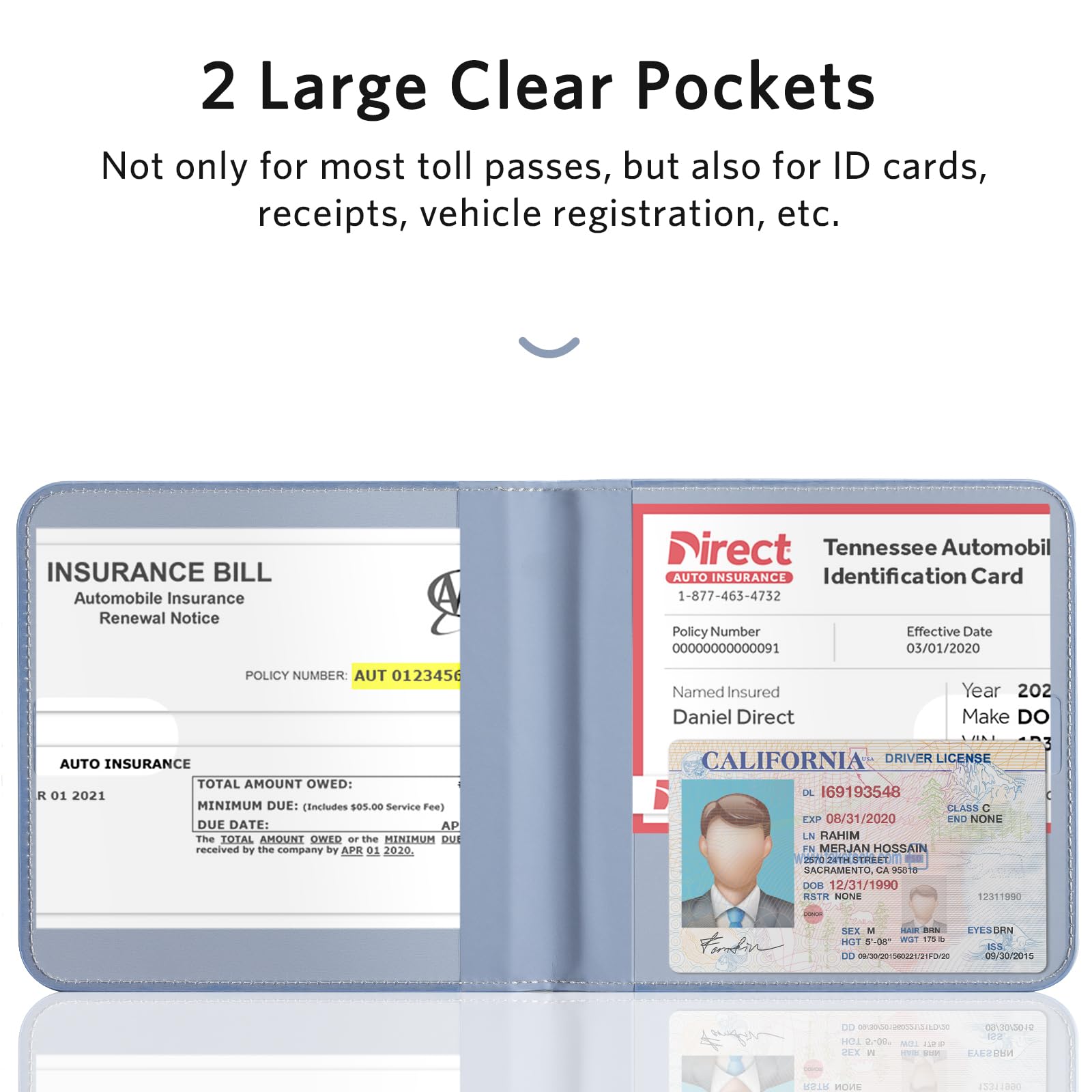 CoBak Car Registration and Insurance Holder - Men and Women Small Lightweight Vehicle Glove Box Car Organizer, Auto Truck Comparment Accessories Case for Essential Document, Driver License (Black)