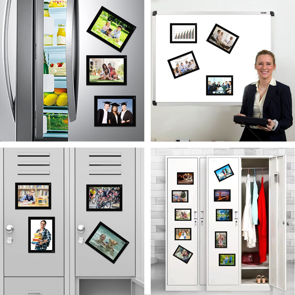 STTMGN Magnetic Picture Frames with Black Border(2.5"X3.5",12 Pack),Mini Wallet Size Magnet Photo Sleeves Pockets/Holder,Decorations for Home/Office/School/Classroom/Party