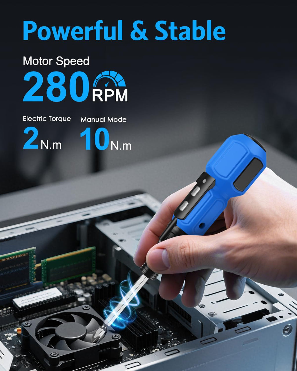 AMIR Cordless Power Screwdriver, Rechargeable Electric Screwdriver Sets, Portable Automatic Home Repair Tool Kit, Motorized Screwdriver with USB Cable and LED Lights