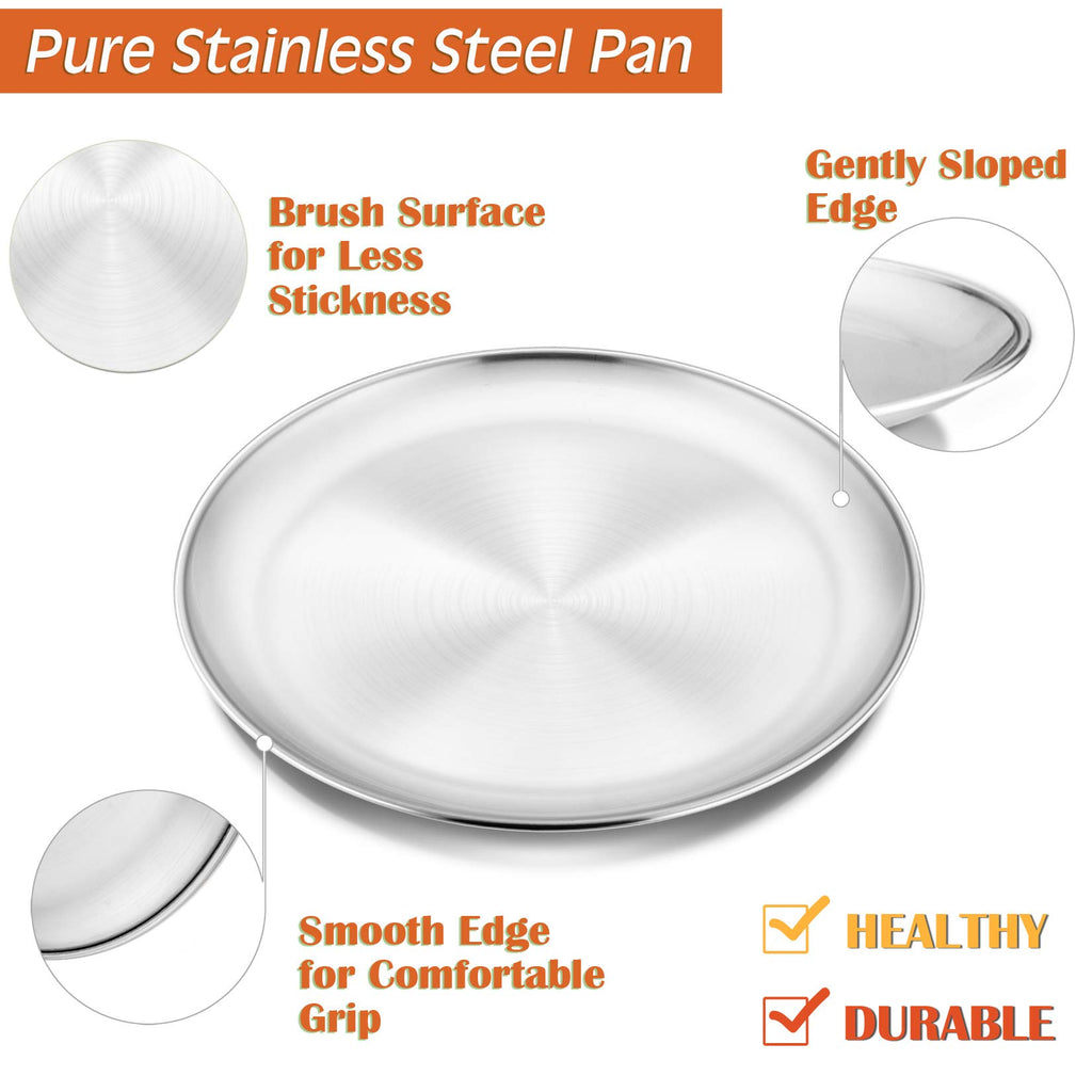 P&P CHEF Pizza Pan Set of 2, Stainless Steel Pizza Tray, Round Pizza Plate For Pie Cookie Pizza Cake, Non Toxic & Heavy Duty, Dishwasher Safe & Easy Clean, 10 Inch & Silver