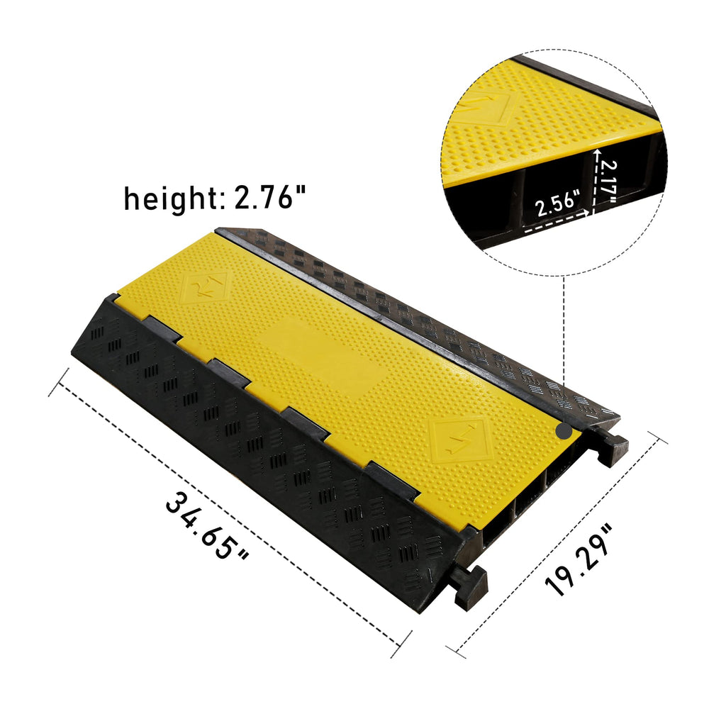 4 Pack Rubber Cable Ramp Hose Cable Protector Ramp 1 Channel 11000Lbs Load Capacity Traffic Speed Bump Wires Power Lines Extension Cord Cover for Indoor Outdoor