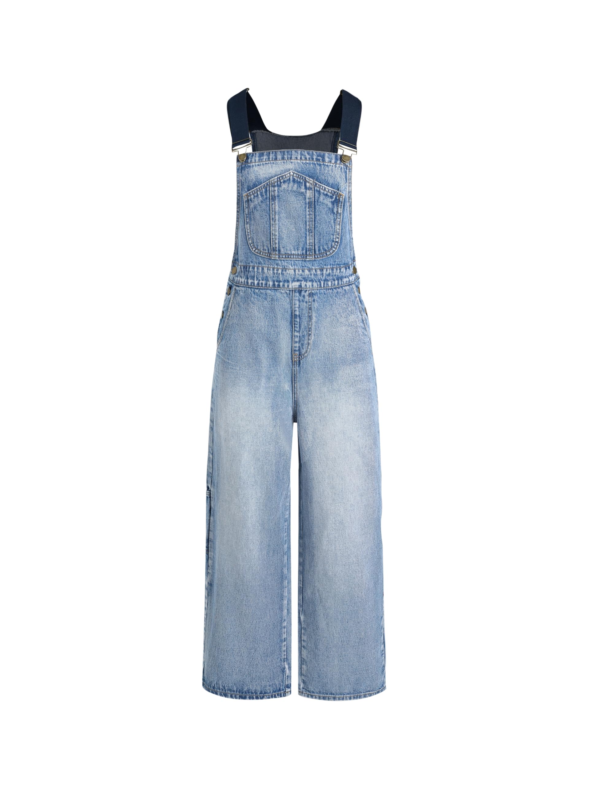 CIDER Overalls for Women Leopard Pocket Buckle Up Wide Leg Jumpsuit