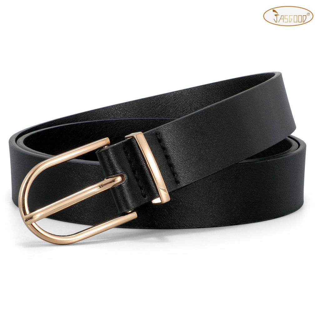 JASGOOD Women’s Leather Belts for Jeans Pants Fashion Ladies Belt with Gold Buckle