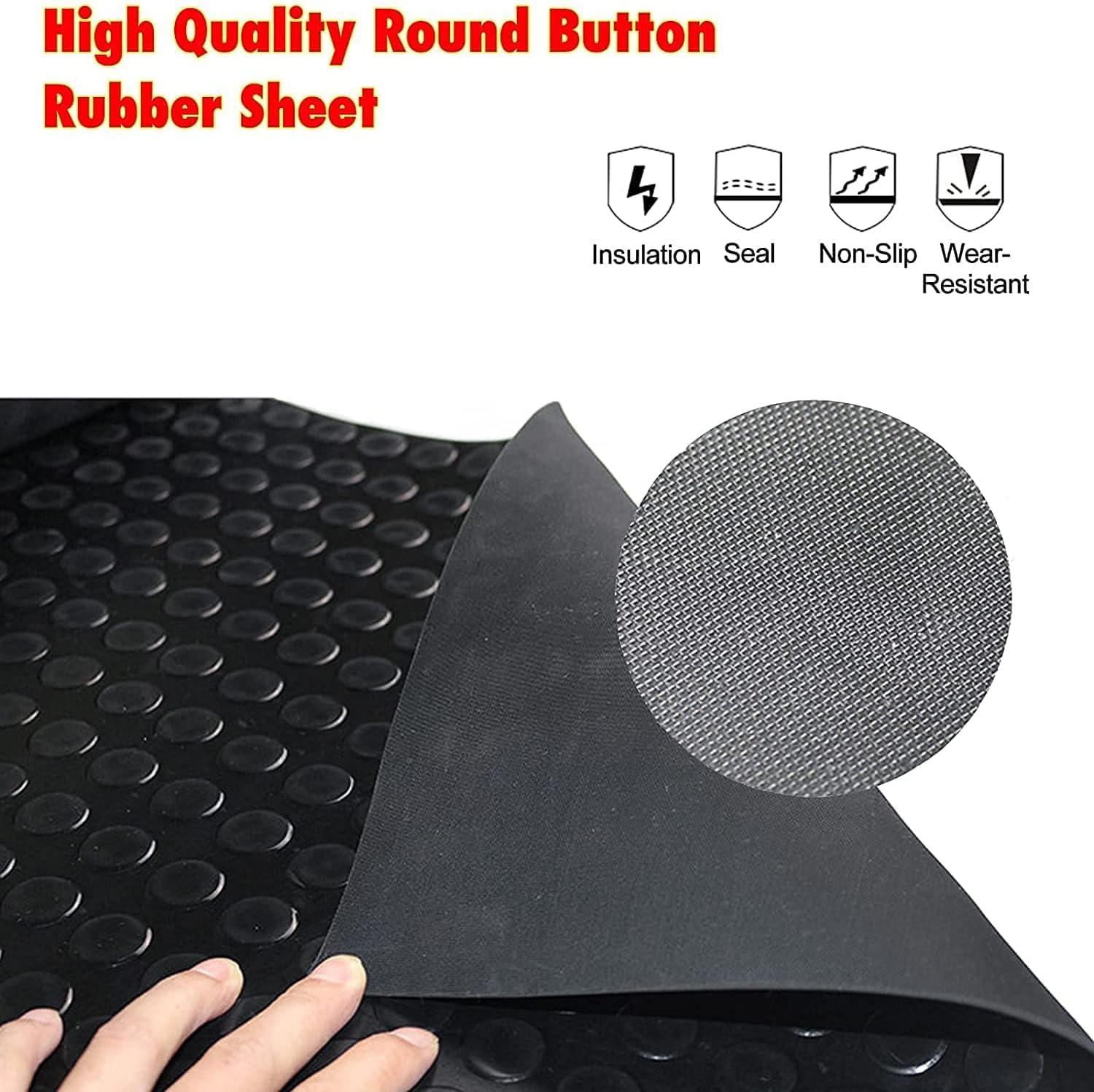 Heavy Duty Coin-Grip Rubber Flooring Roll, 4' x 8', 1/8" Thick, Black, Waterproof, Anti Slip, Safety Floor Protector Mat for Garage, Workshop, Bench, Cellar, Trailer, Mews, Cowshed