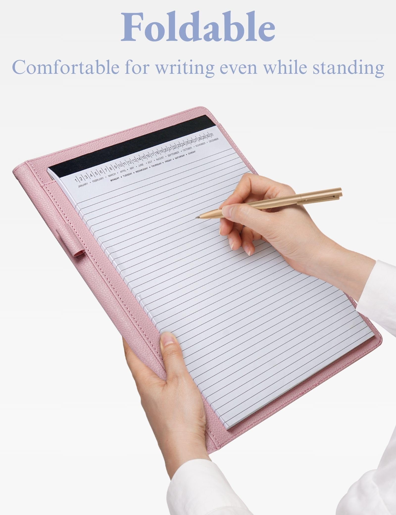 Padfolio Portfolio Resume Folder with Pocket, Premium Faux Leather Interview Writing Legal Pads Document Organizer Portfolio with Business Card Holder (Black)