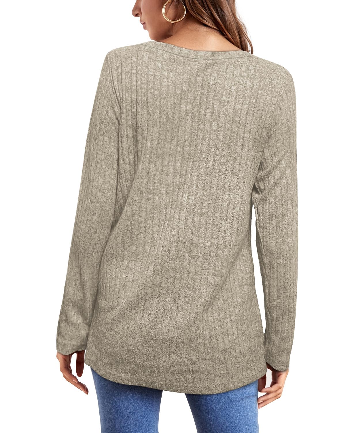 OFEEFAN Long Sleeve Shirts for Women Loose Fit Crew Neck Tunic Tops Blouse Dressy Casual Fall Winter Clothes Outfits