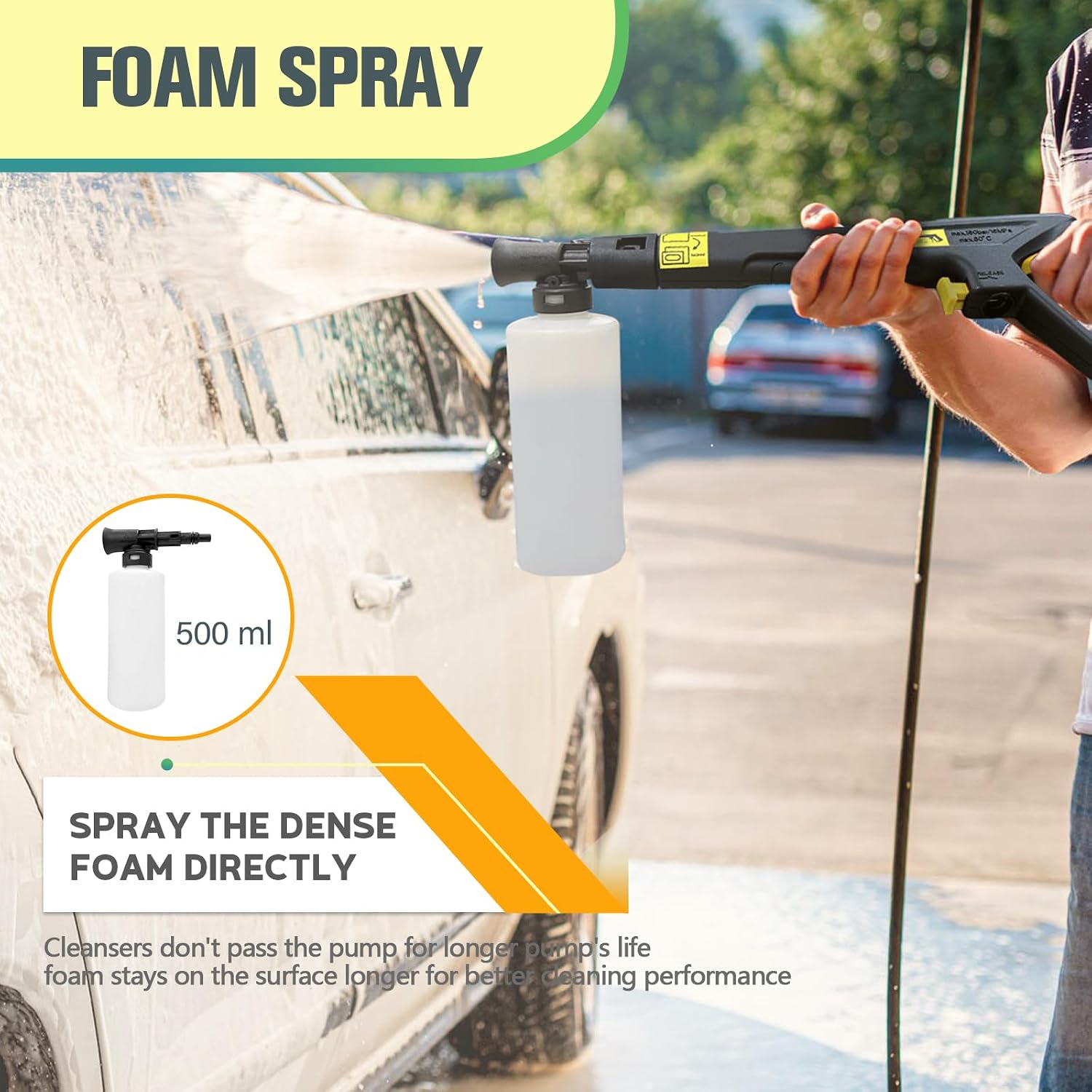 Electric Pressure Washer 4800PSI-Max 2.9GPM Pressure Washer with 25 Foot Hose, 16.4 Foot Power Cord, Soap Tank Car Wash Machine Yellow Ideal Cleaning for Patio.