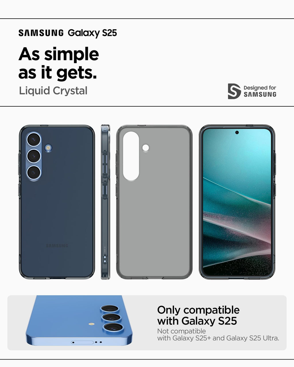 Spigen Liquid Crystal Designed for Galaxy S24 Case (2024) [Military-Grade Protection] - Crystal Clear