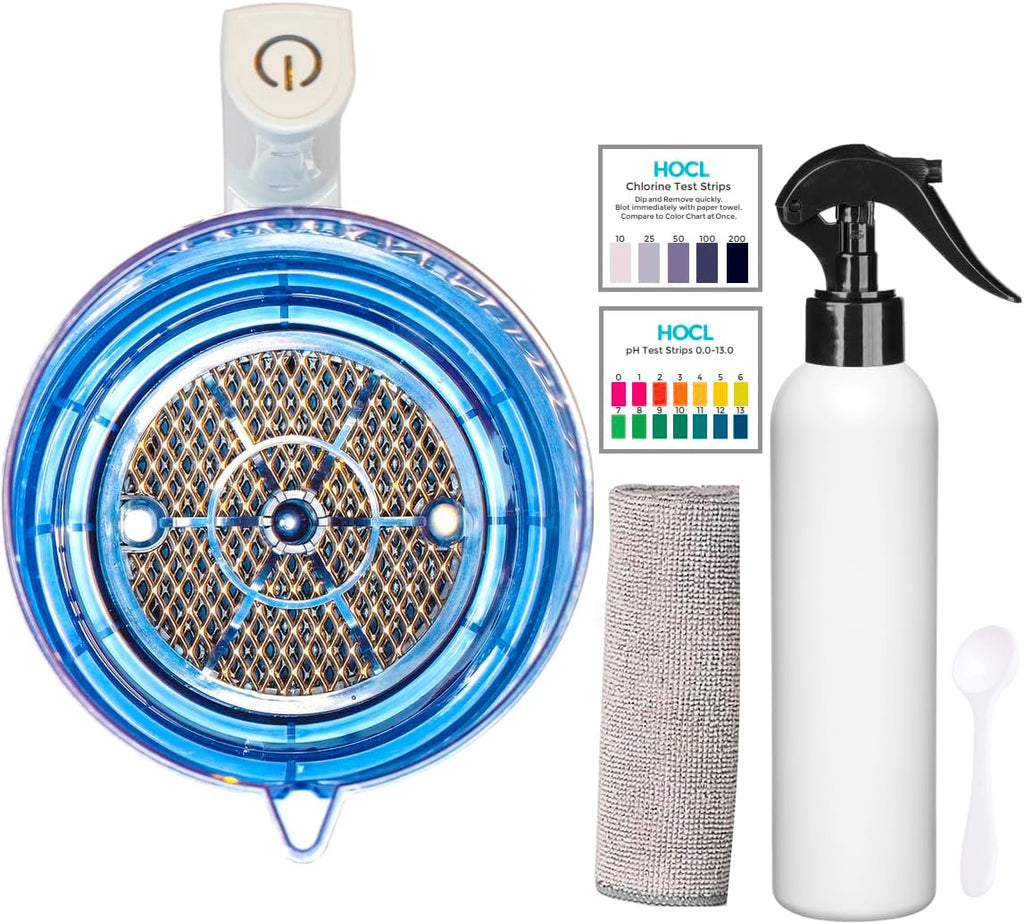 Eco One Portable Hypochlorous Acid (HOCL) Generator Machine, DIY Multi-Purpose Cleaner & Disinfectant, Includes Test Strips, Microfiber Cloth and Fine Mist Sprayer