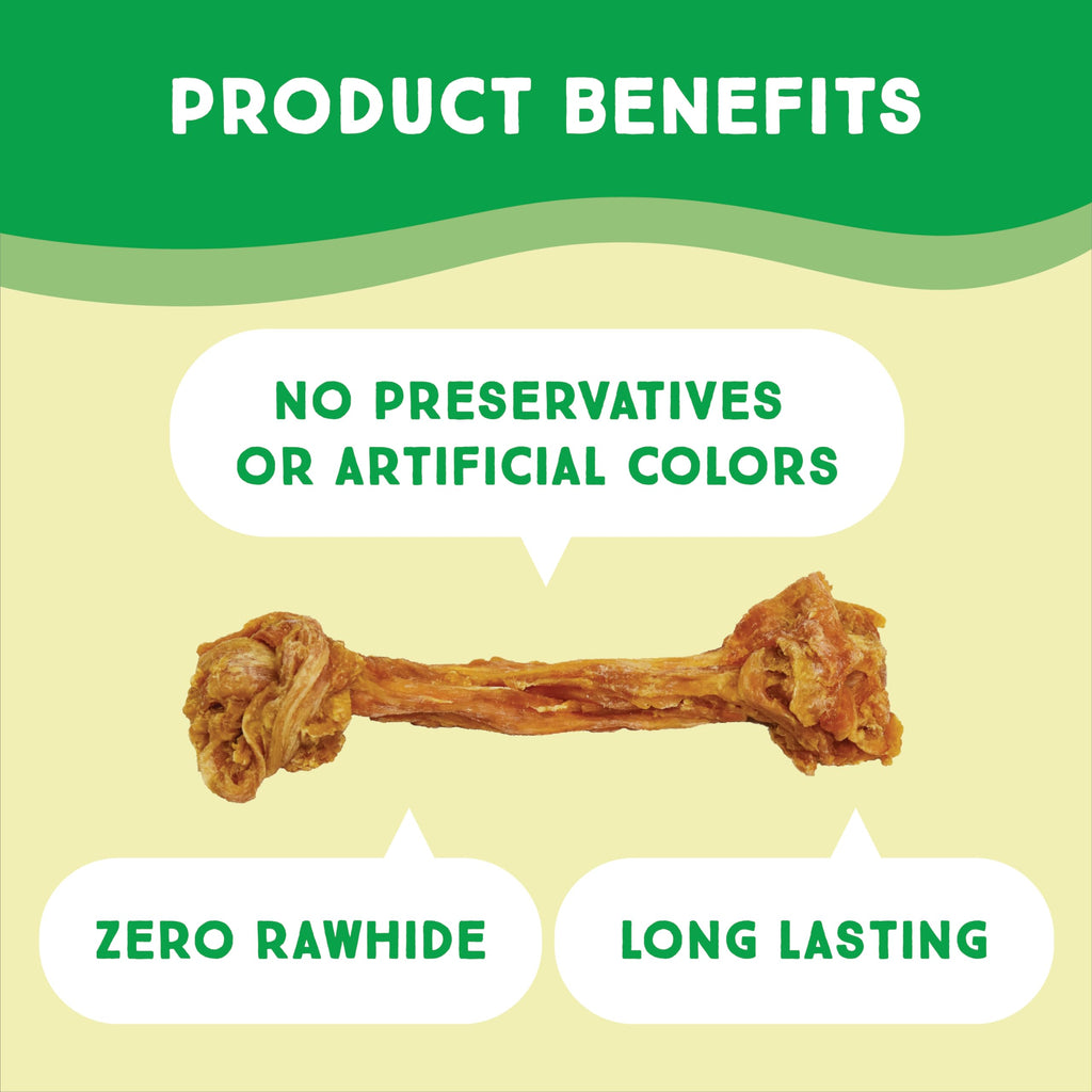 Ultra Chewy Turkey Tendon Knotted Bones for Dogs - Premium All-Natural, Hypoallergenic, Long-Lasting Dog Chew Treat, Easy to Digest - Ingredient Sourced from USA (3.5 Inch - 4 Pack)