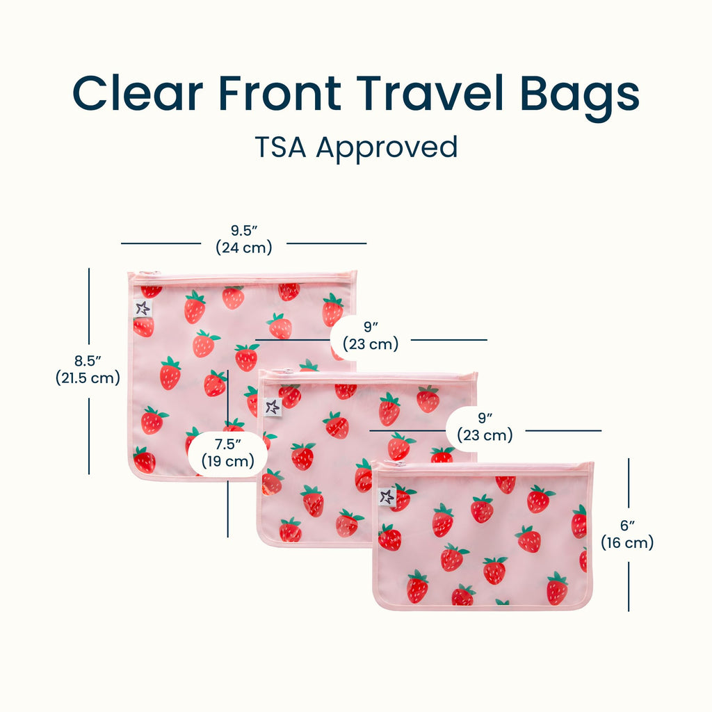Tiny Twinkle Diaper Bag Organizing Pouches|3 Pack Mess-Proof Clear Front Travel Organizer Bags&TSA Approved Toiletry Bag Set for Baby and Mom Essentials